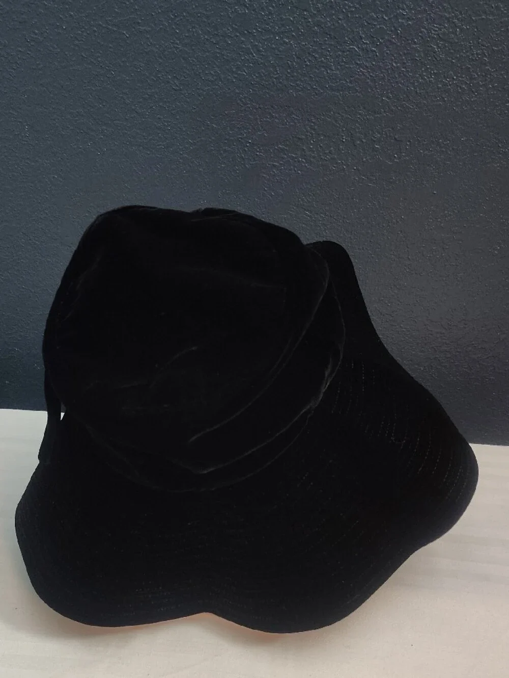 Rare Vintage Marshall Field & Co Black Velvet Slouch Bucket Floppy Hat 1960s S